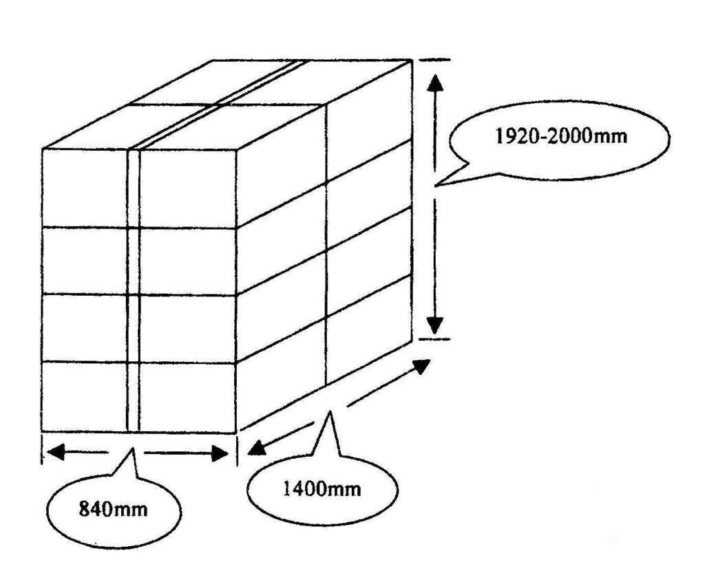 The size of a bale bamboo pulp